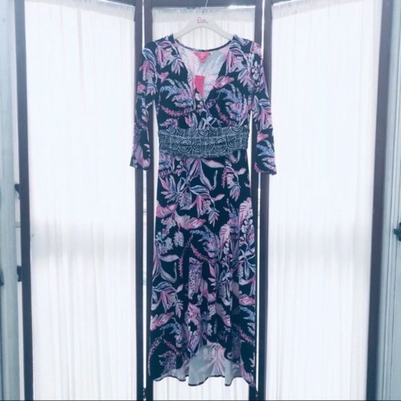 Lilly Pulitzer Fleuris Midi Dress Onyx Wild Within NEW
